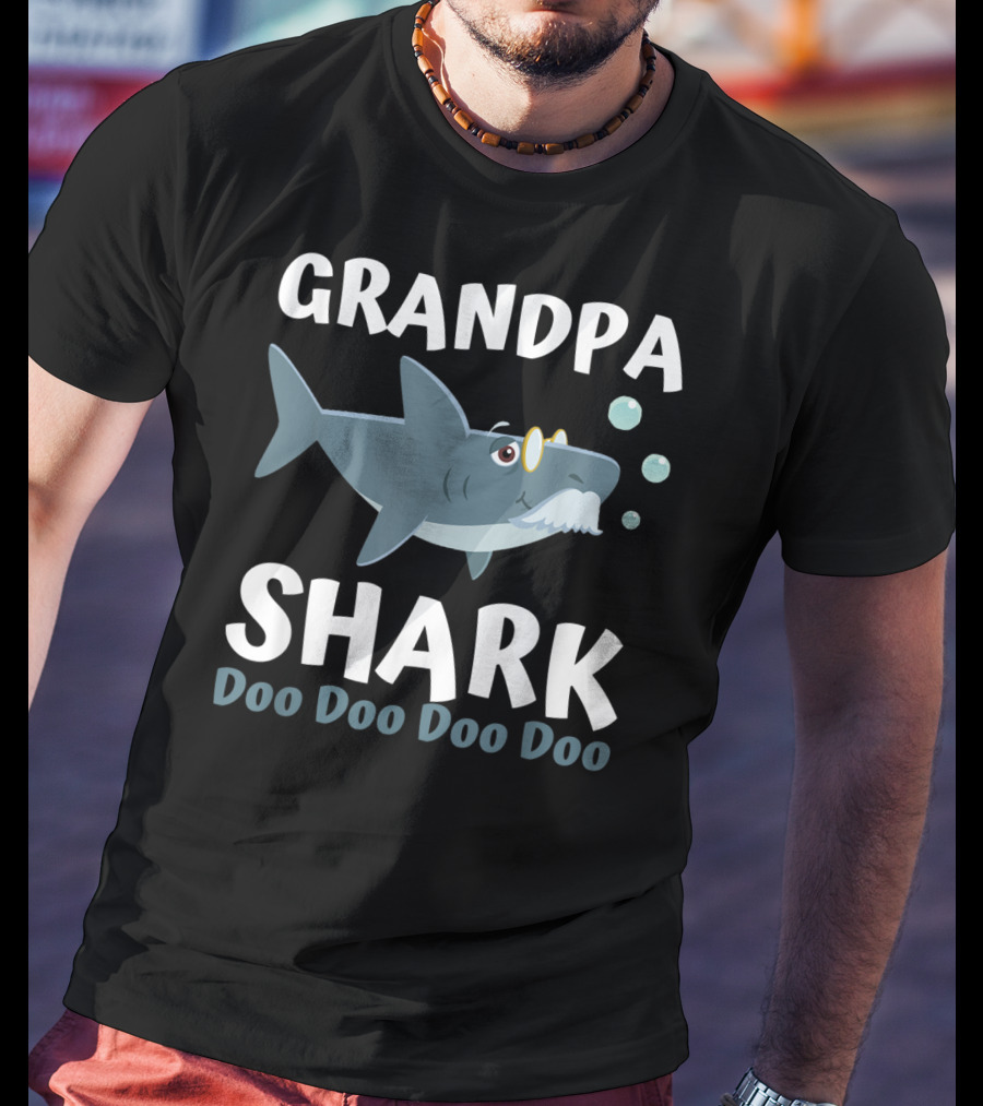 Fathers Day Grandpa Shark Doo Doo Doo Doo From Wife Kids Baby T-Shirt