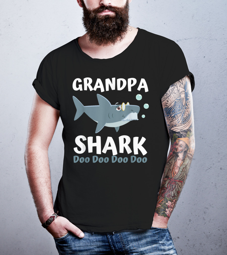 Fathers Day Grandpa Shark Doo Doo Doo Doo From Wife Kids Baby T-Shirt