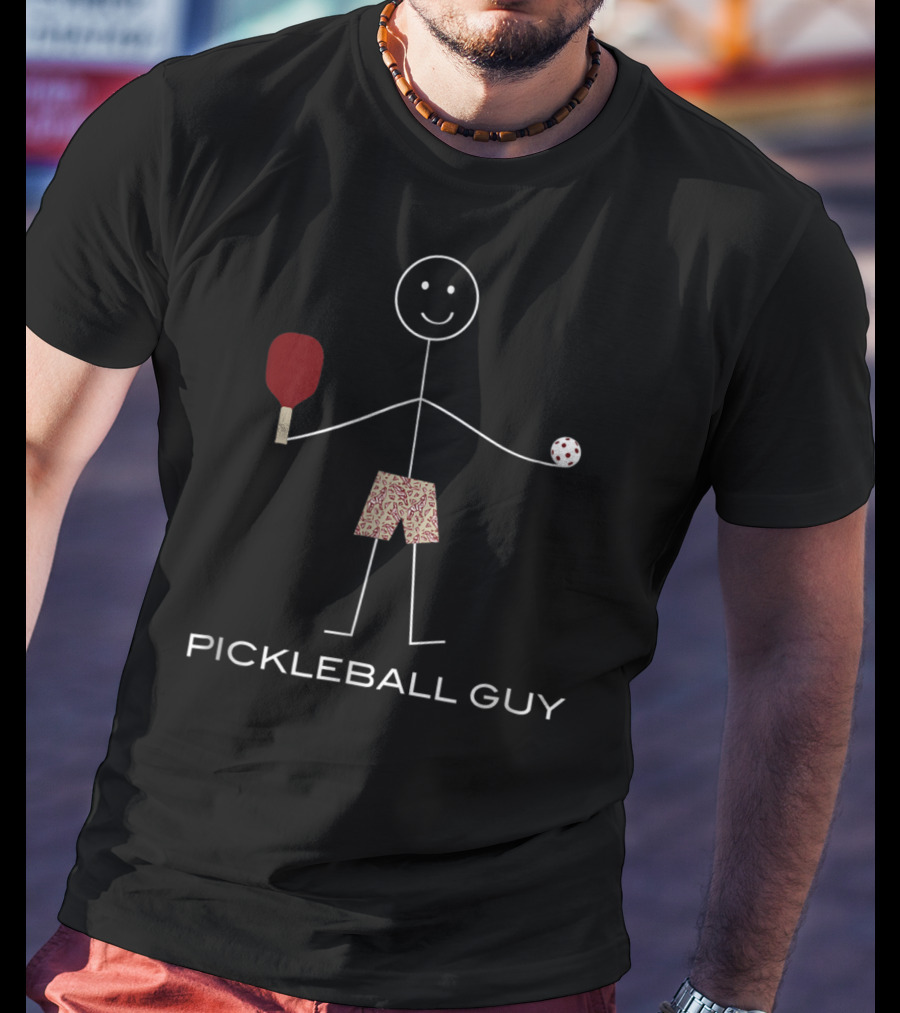 Pickleball Guy Funny Stick Figure Paddle Sports Humor T-Shirt