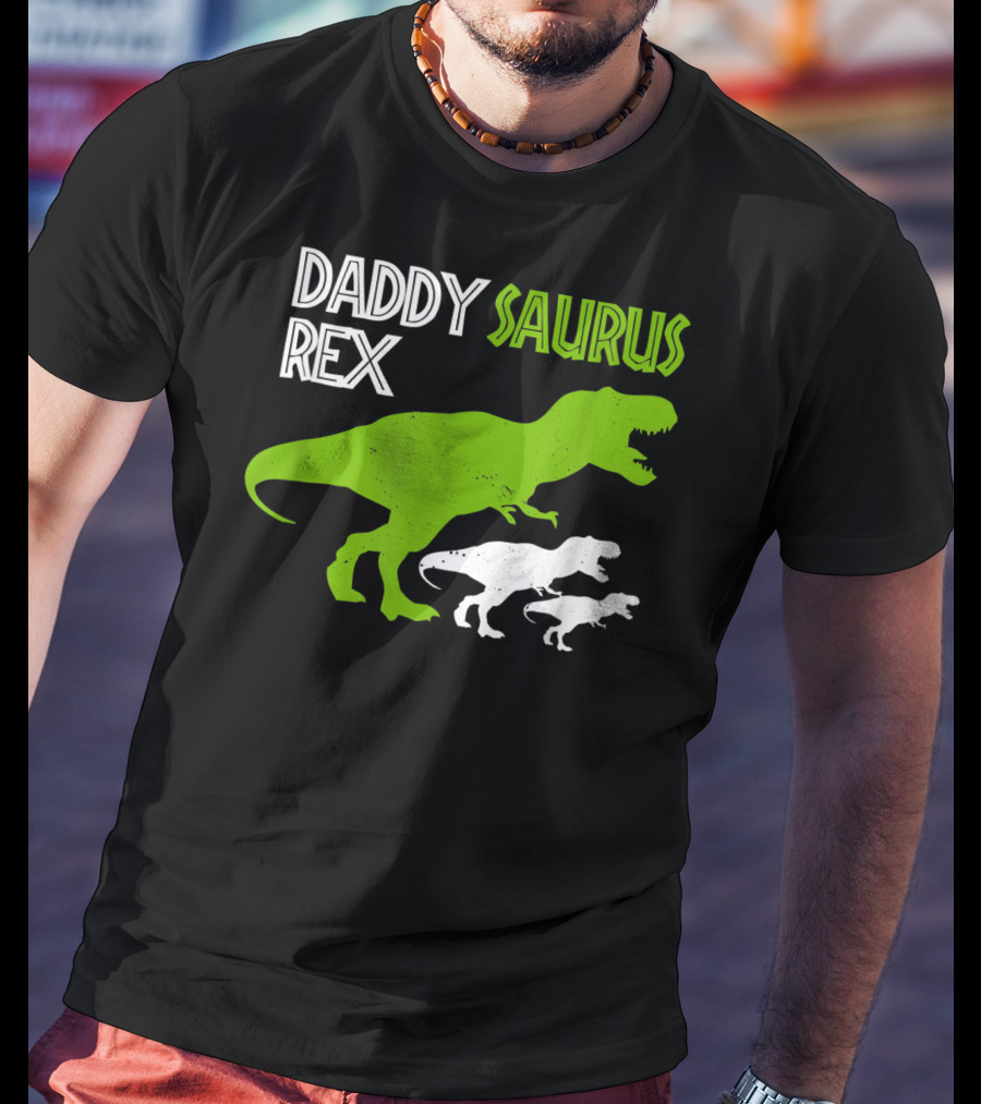 Funny Father's Day Daddysaurus Rex Dinosaur Dad And Kids T-Rex T-Shirt