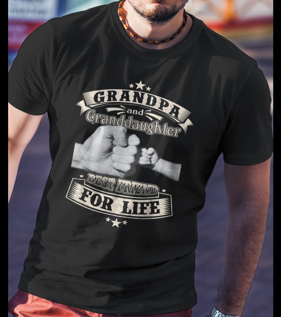 Grandpa And Granddaughter Fist Bump Best Friend For Life With Stars T-Shirt
