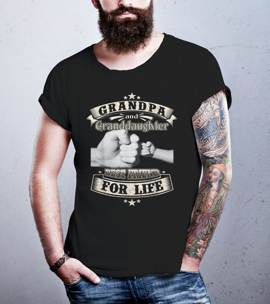 Grandpa And Granddaughter Fist Bump Best Friend For Life With Stars T-Shirt