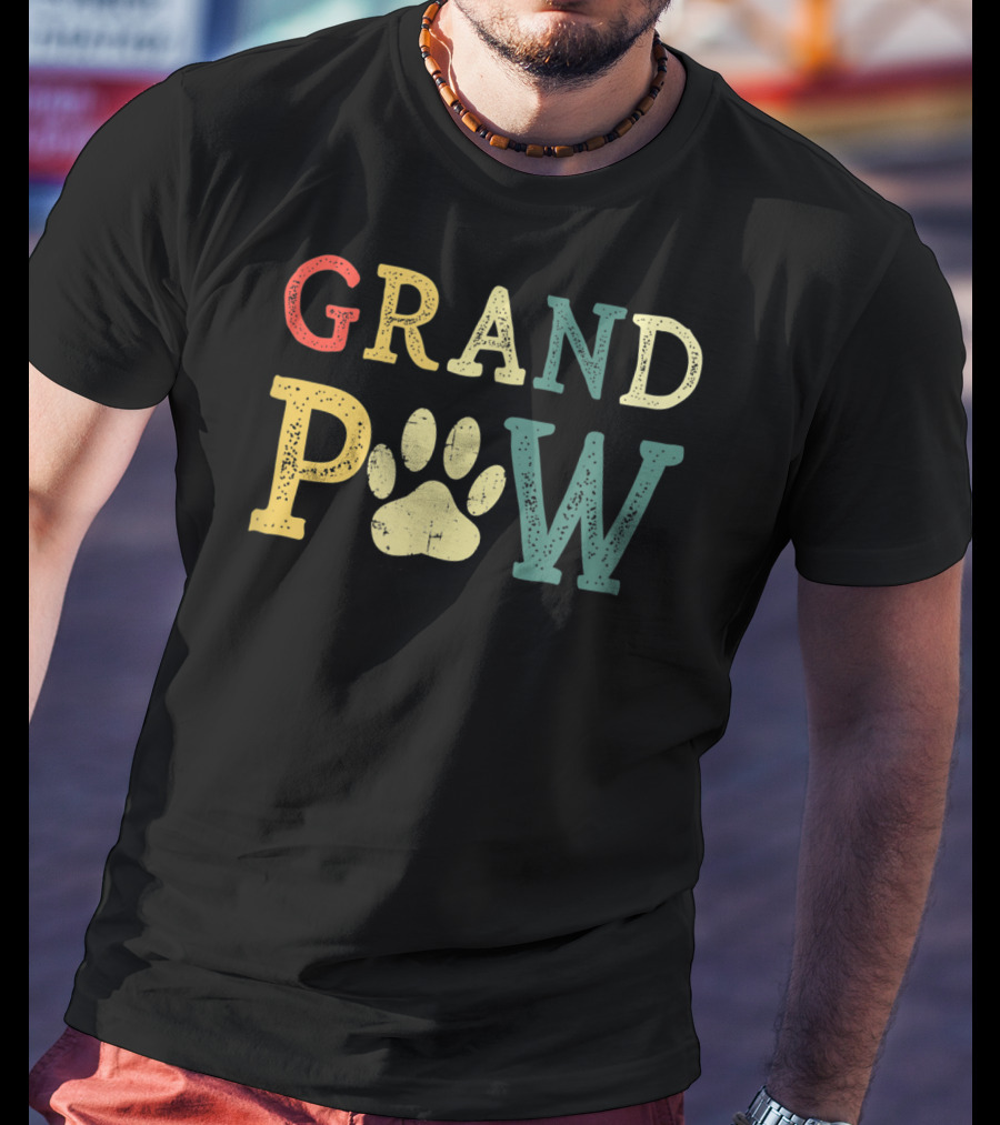 Grandpaw Dog Lover Paw Print Grandpa T-Shirt