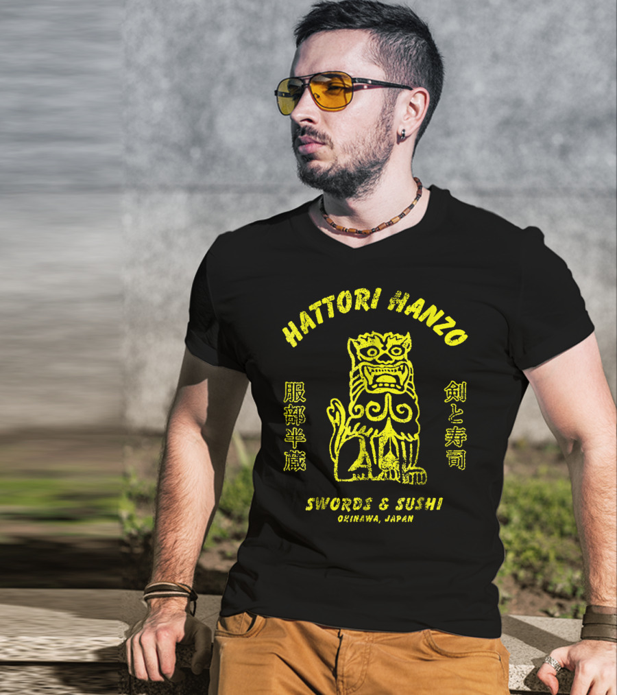 Hattori Hanzo Swords And Sushi Okinawa Japan Lion T-Shirt