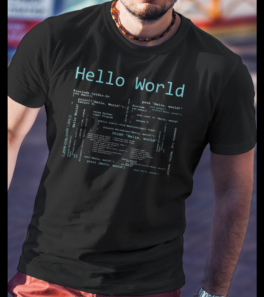 Hello World Programming Languages Code Snippets T-Shirt