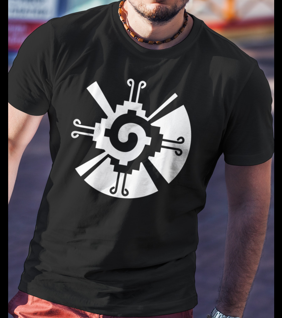 Hunab Ku Mayan Aztec Sacred Symbol Black And White Geometric T-Shirt