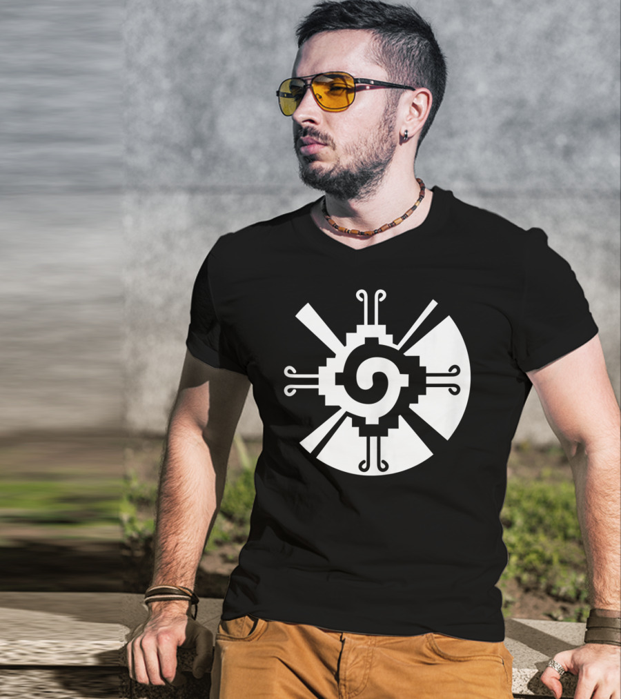 Hunab Ku Mayan Aztec Sacred Symbol Black And White Geometric T-Shirt