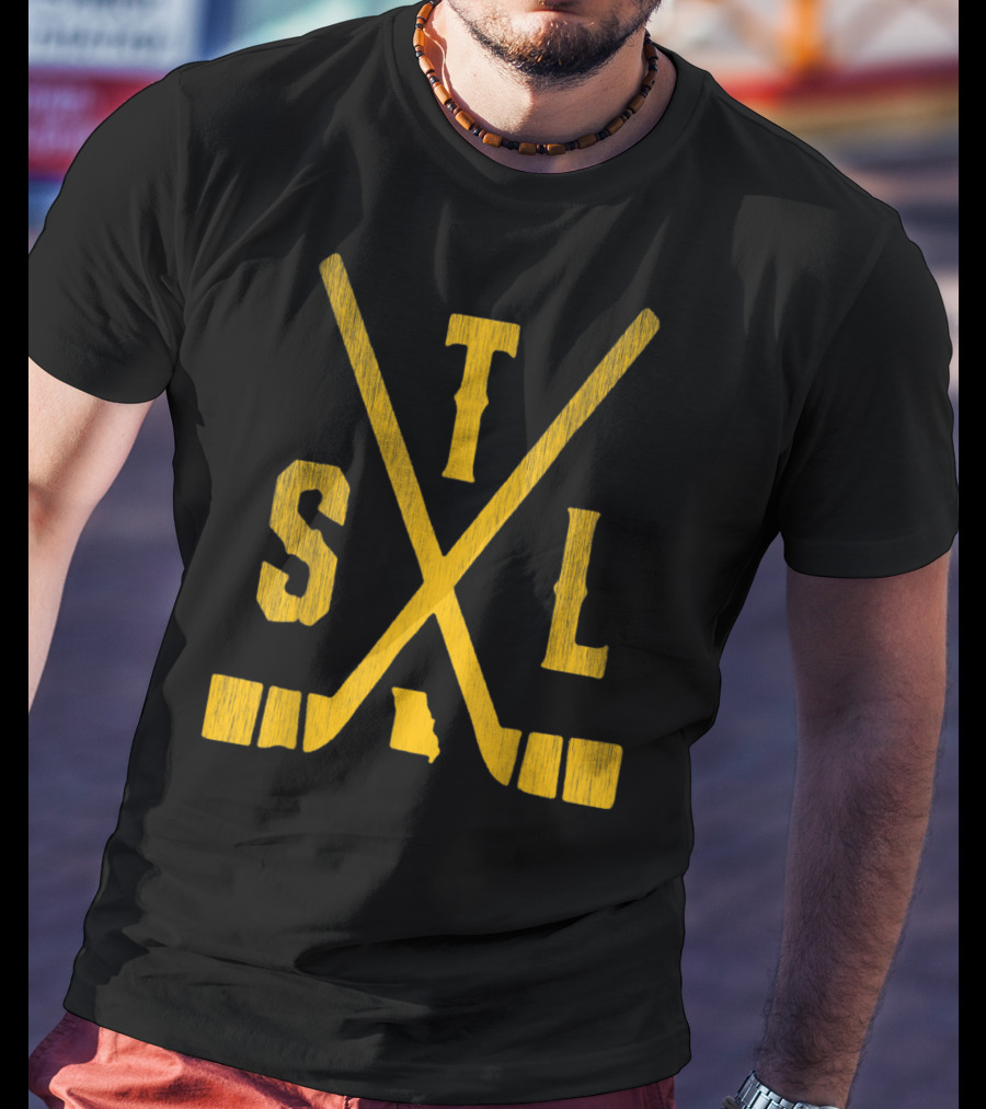 STL Ice Hockey Sticks Missouri State Outline T-Shirt