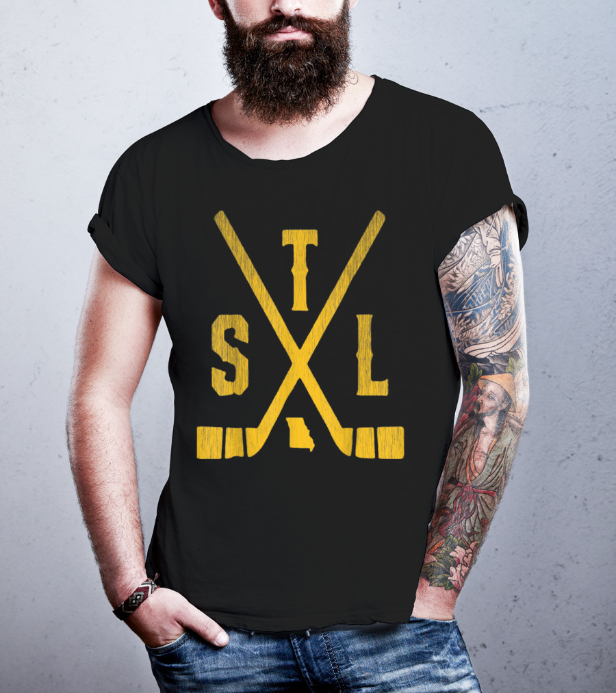 STL Ice Hockey Sticks Missouri State Outline T-Shirt