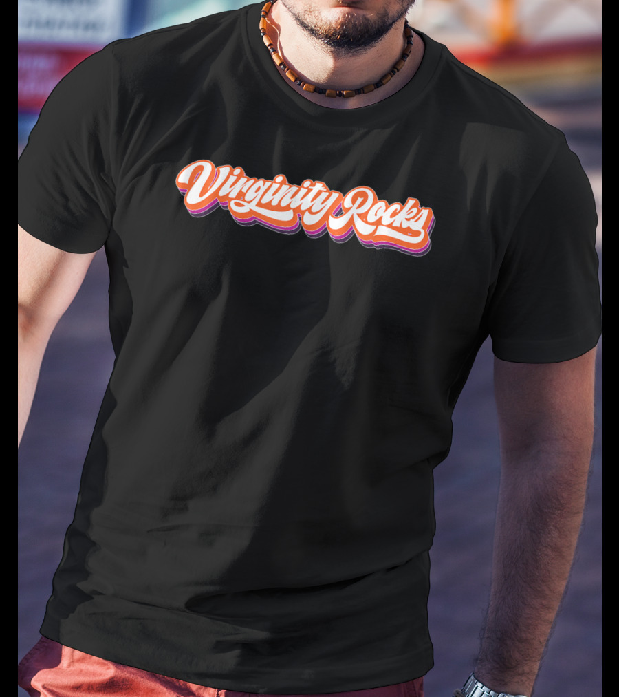 Virginity Rocks Bold Retro 70s Script T-Shirt