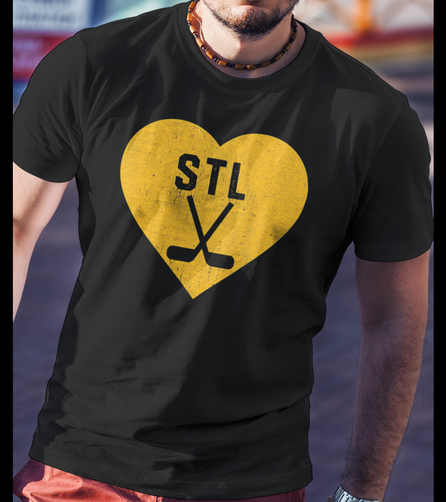 STL Heart With Hockey Sticks St Louis Hockey T-Shirt