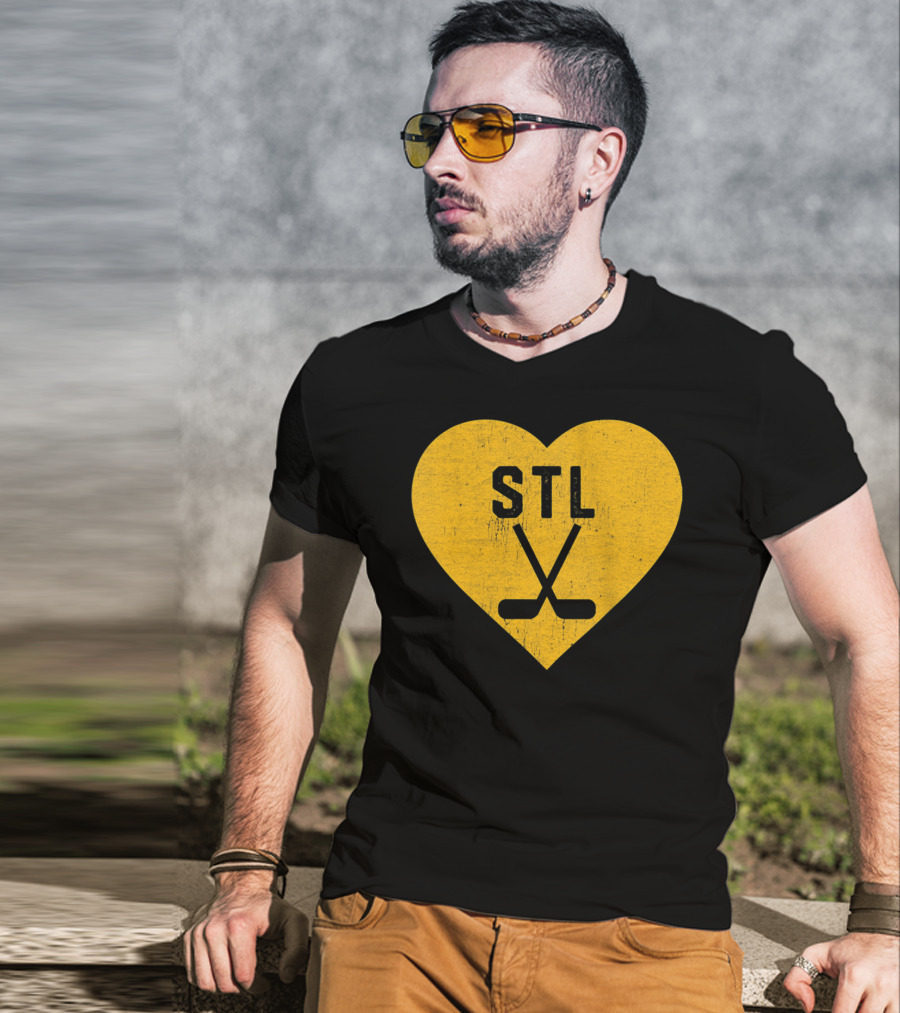 STL Heart With Hockey Sticks St Louis Hockey T-Shirt