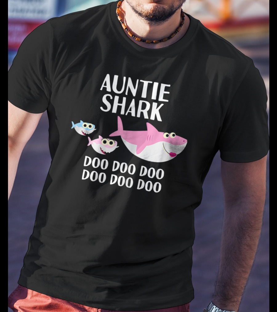 Auntie Shark Doo Doo Mother's Day Catchy Family Fun T-Shirt