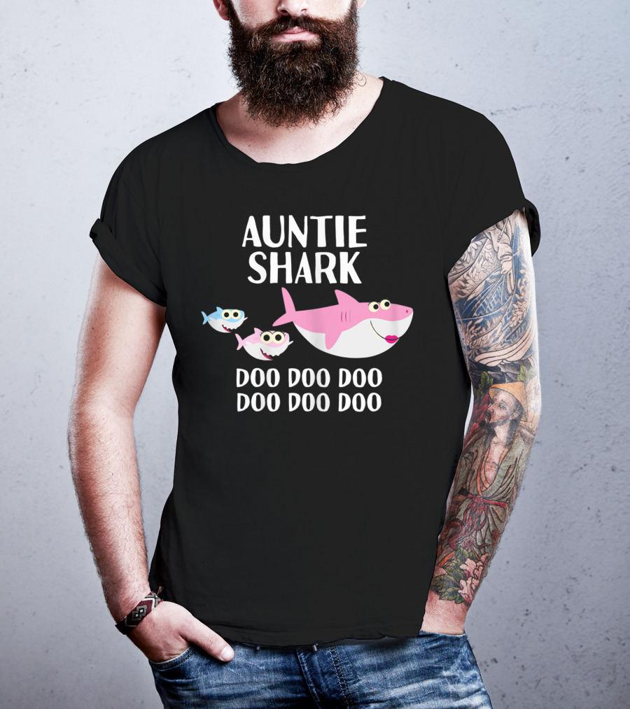 Auntie Shark Doo Doo Mother's Day Catchy Family Fun T-Shirt