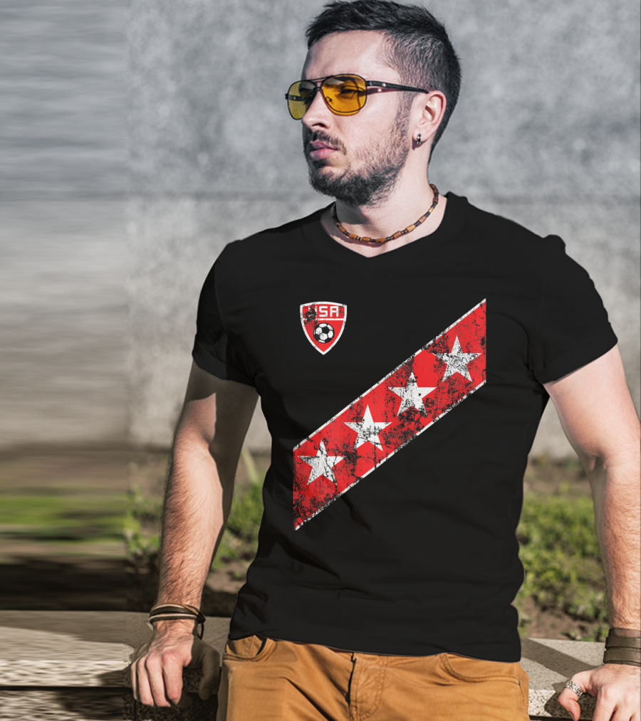 USA Soccer Stars Emblem With Red And White Stripes T-Shirt