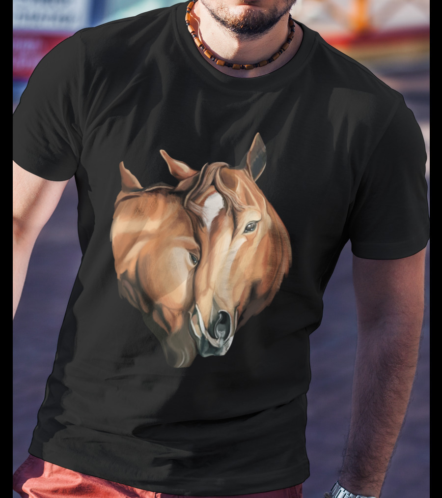 Cute Brown Horses Love Horse Affection T-Shirt