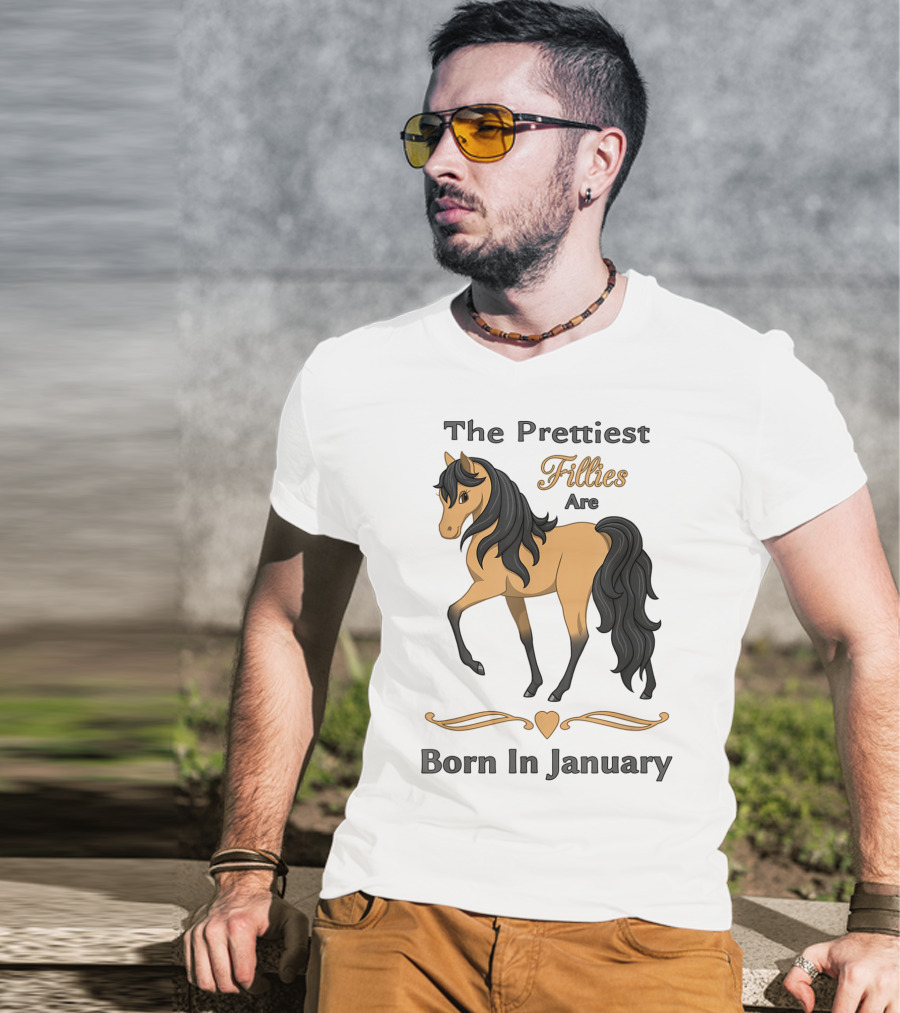 The Prettiest Fillies Are Born In January Buckskin Horse T-Shirt