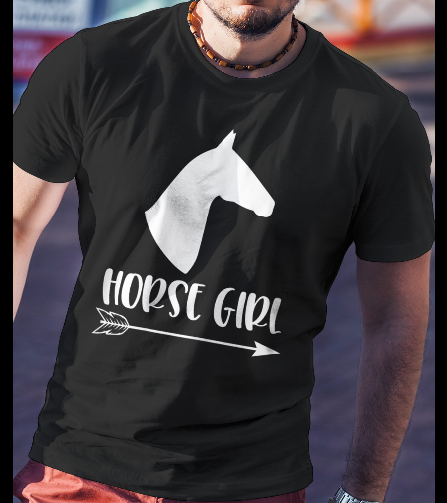 White Horse Girl Silhouette With Arrow I Love My Horses NY T-Shirt