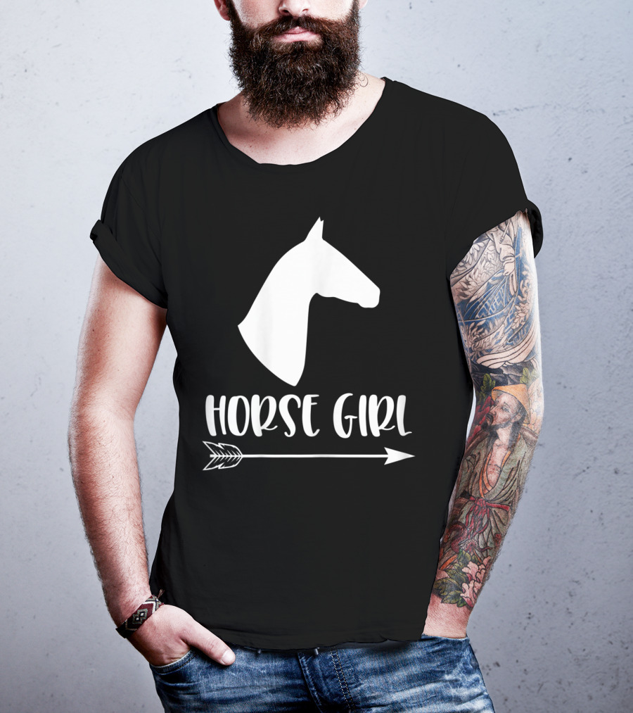 White Horse Girl Silhouette With Arrow I Love My Horses NY T-Shirt