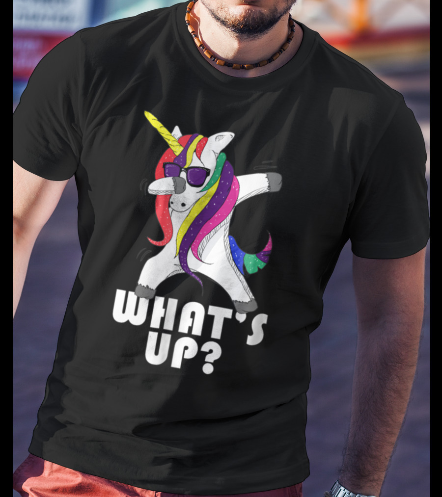 Dabbing Unicorn Rainbow Horse What's Up? T-Shirt