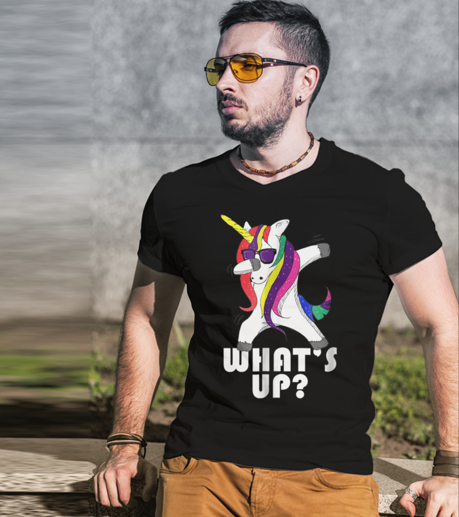 Dabbing Unicorn Rainbow Horse What's Up? T-Shirt