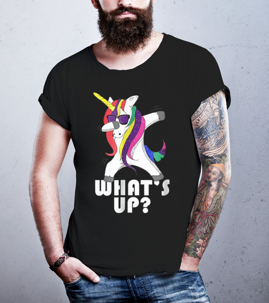 Dabbing Unicorn Rainbow Horse What's Up? T-Shirt