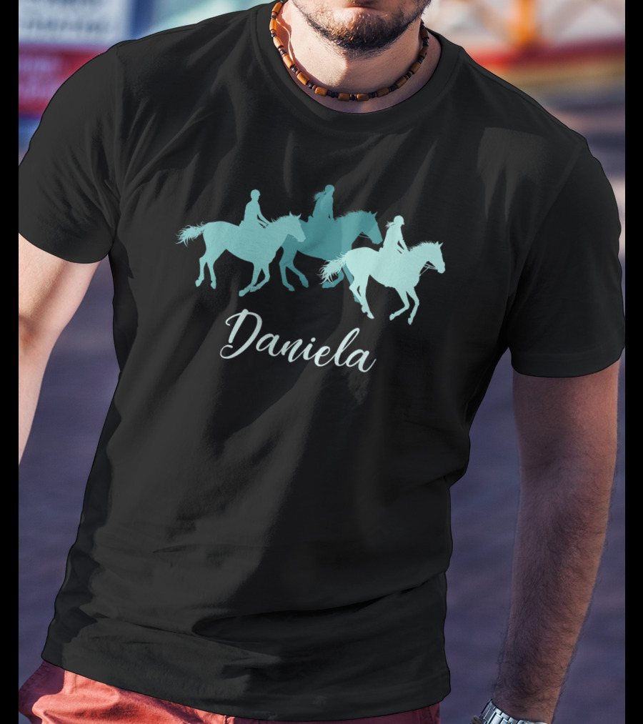 Daniela Horse Girl Rider Silhouette Personalized Name T-Shirt