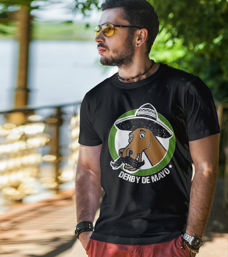 Derby De Mayo Cinco De Mayo Mustached Horse In Sombrero T-Shirt