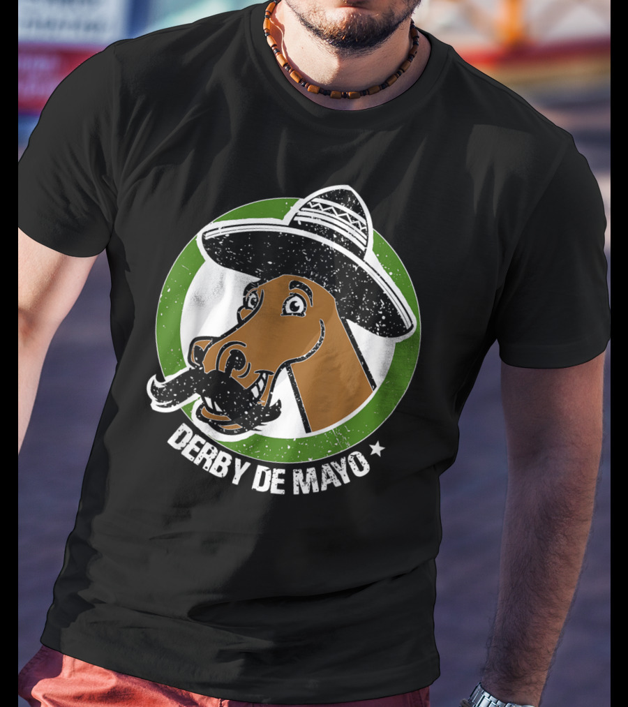 Derby De Mayo Cinco De Mayo Mustached Horse In Sombrero T-Shirt