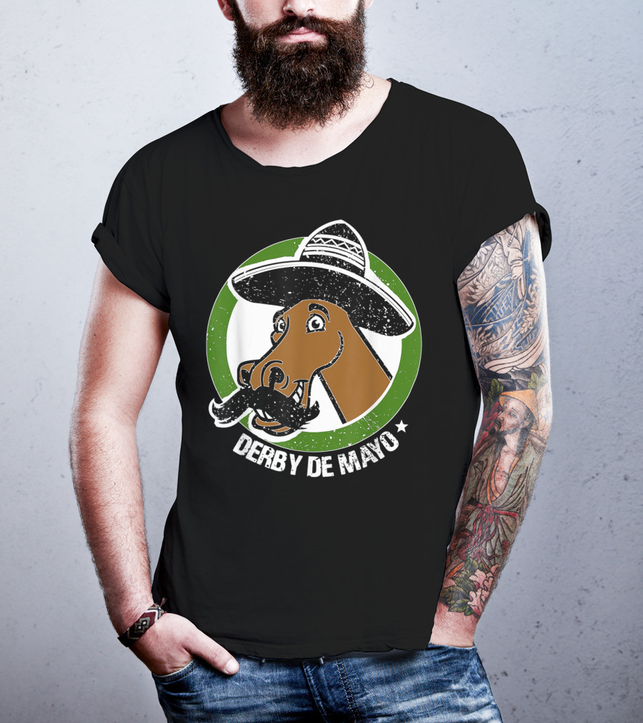 Derby De Mayo Cinco De Mayo Mustached Horse In Sombrero T-Shirt