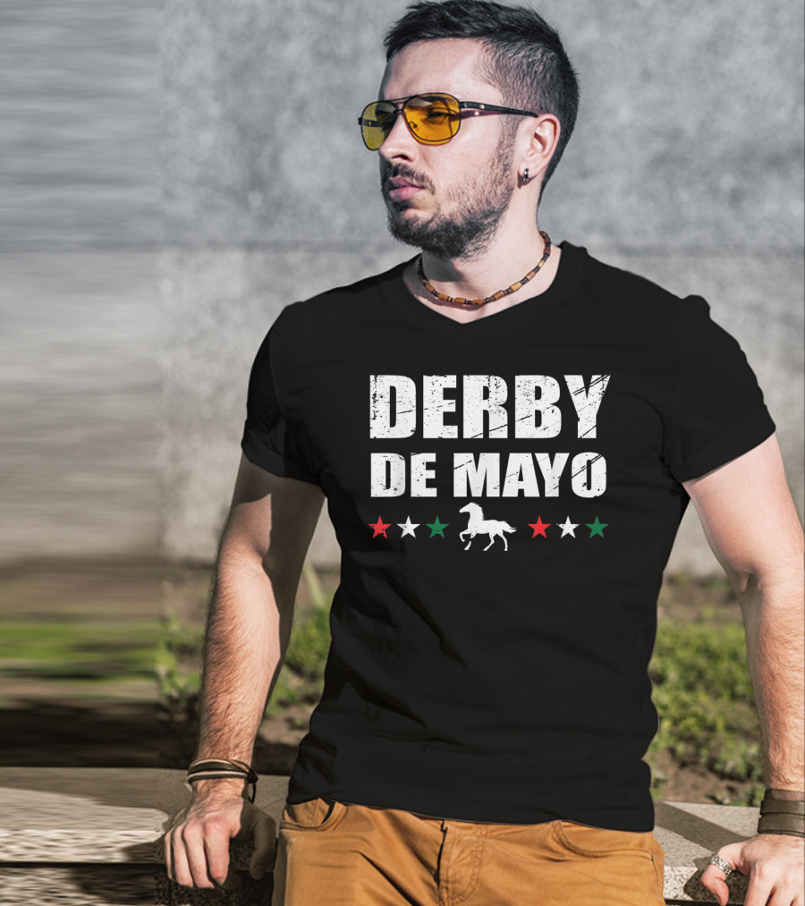 Derby De Mayo Mexican Horse Racing Equestrian Stars T-Shirt