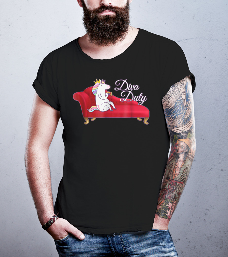 Diva Duty Unicorn Princess Horse Queen Funny Couch T-Shirt