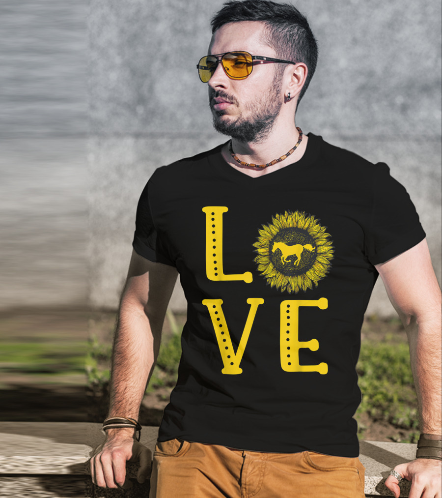 Love Sunflower Horse Lovers Cute Horse Girl T-Shirt