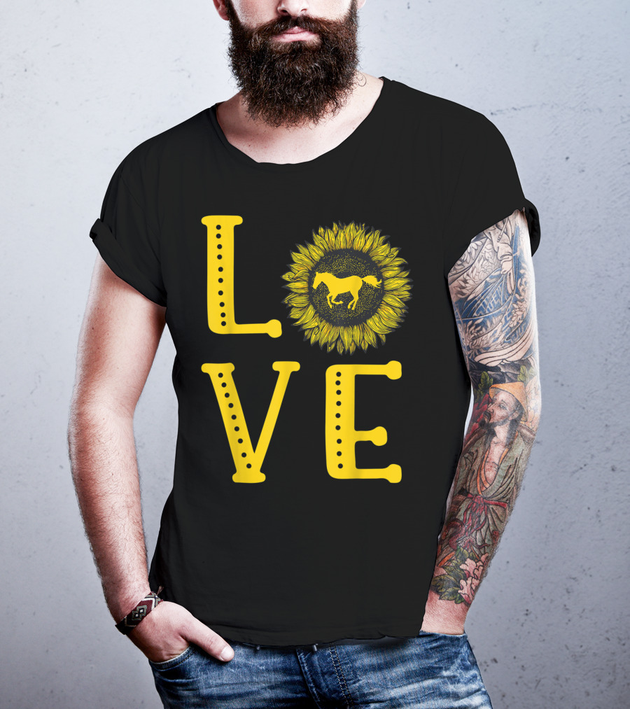 Love Sunflower Horse Lovers Cute Horse Girl T-Shirt