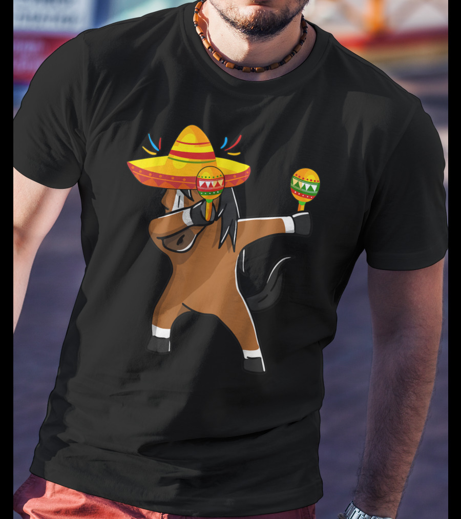 Dabbing Horse Sombrero Maracas Mexican Cinco T-Shirt