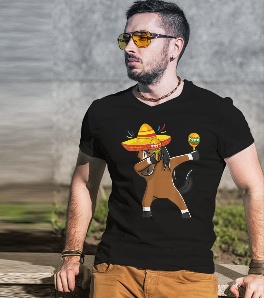 Dabbing Horse Sombrero Maracas Mexican Cinco T-Shirt