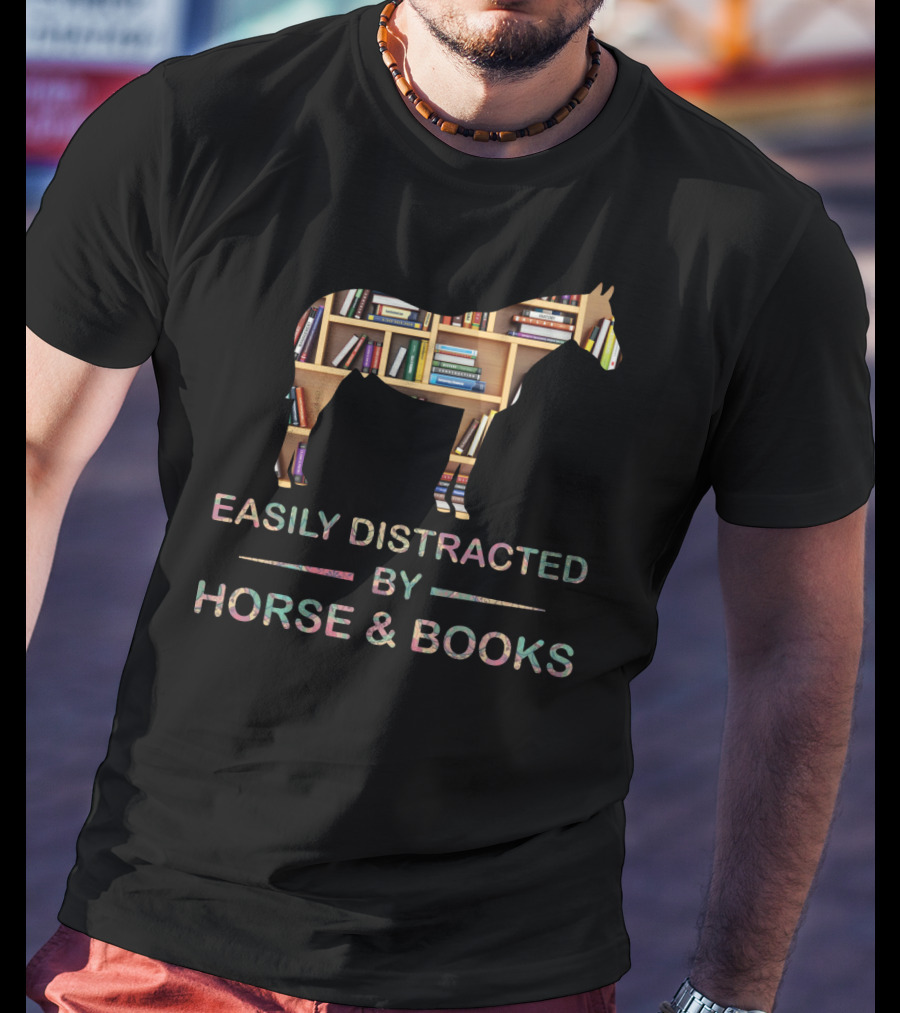 Easily Distracted By Horse And Books T-Shirt
