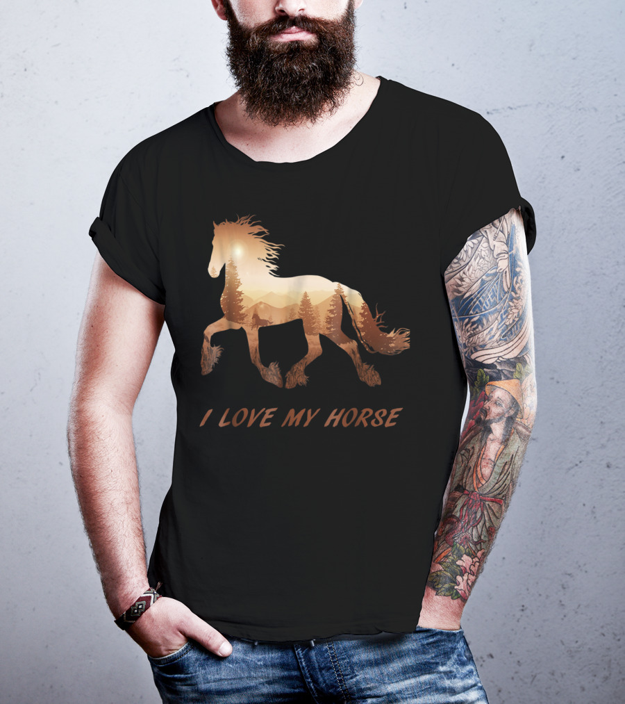 I Love My Horse Riding Sunset T-Shirt