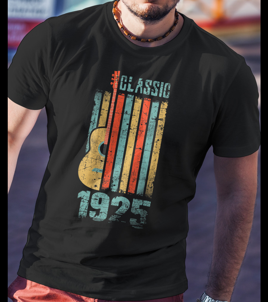 Classic 1925 Guitar Music Vintage Stripes T-Shirt
