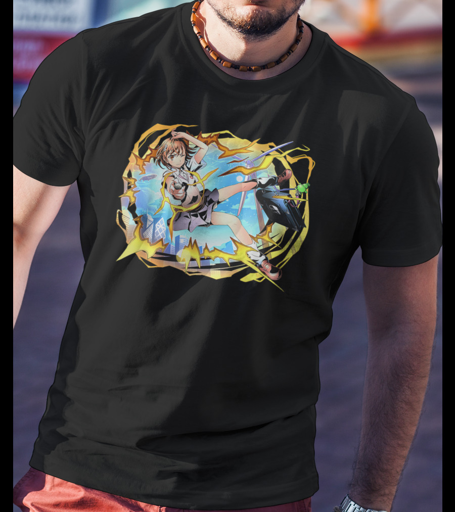 A Certain Magical Classic Anime Index Action Scene And Urban Landscape T-Shirt