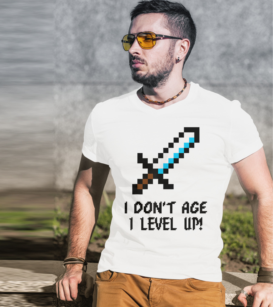 Arcade Classic I Don't Age I Level Up Gaming Sword T-Shirt
