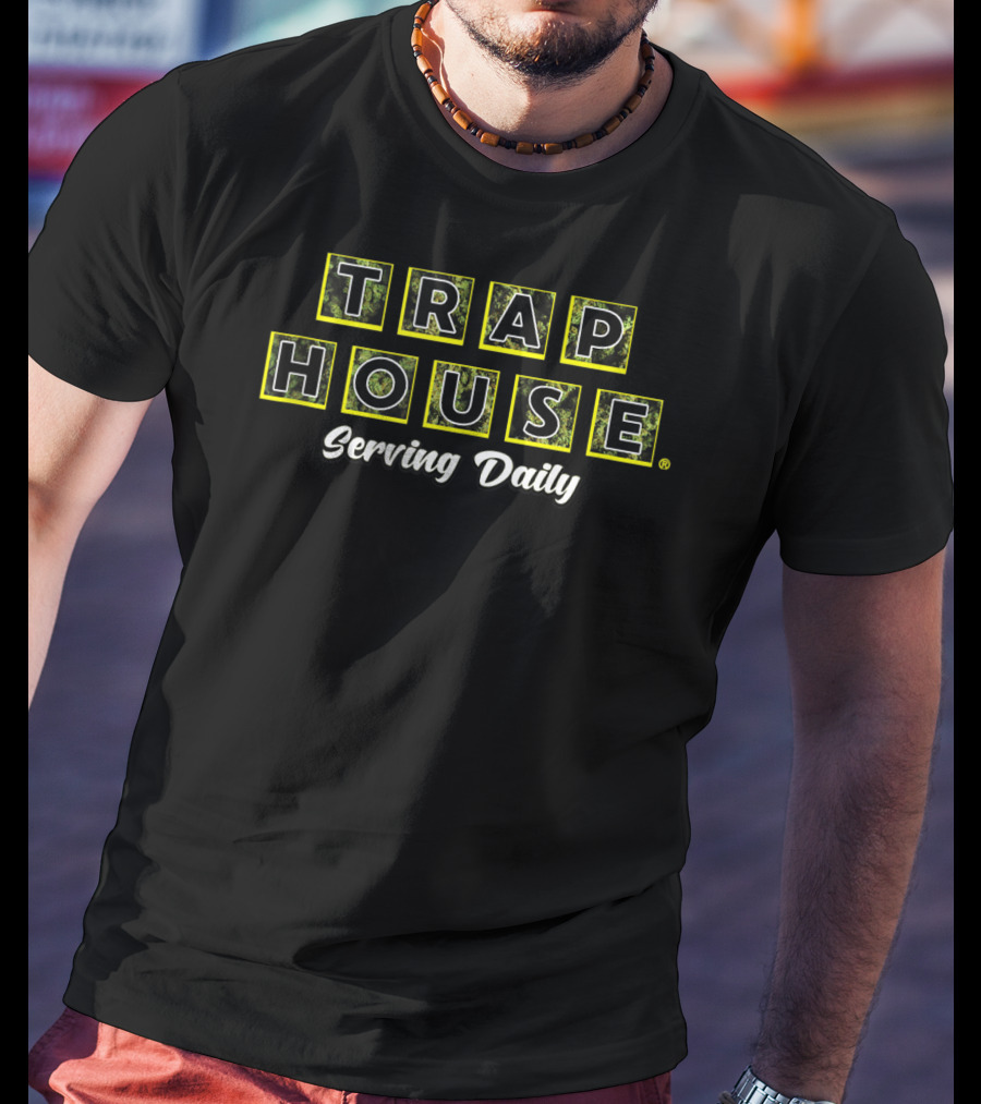 TRAP HOUSE Serving Daily Black Nug Life Waffle Buds Classic Traphouse 3L T-Shirt