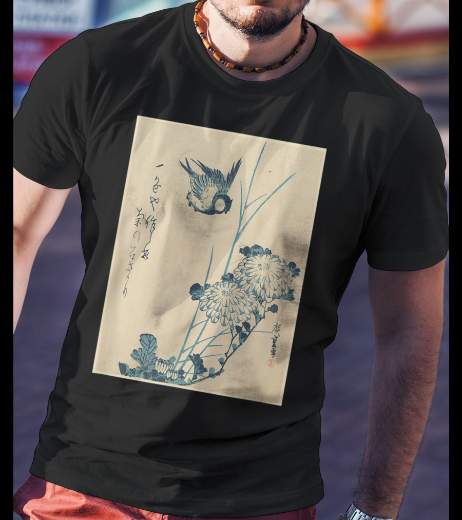 Classic Japanese Art Ukiyo-e Bird And Flowers Streetwear Aesthetic T-Shirt