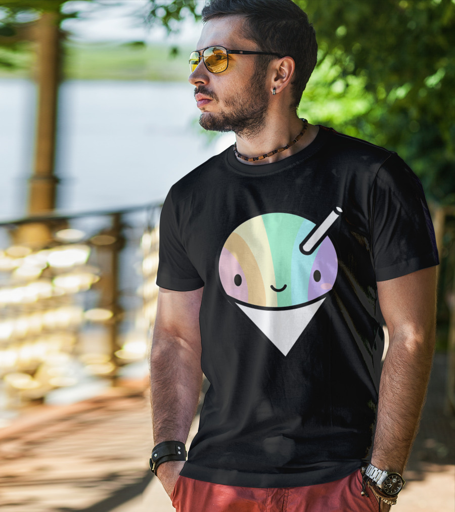 Kawaii Rainbow Shaved Ice Hawaiian Shave Ice Cute Smile Cone T-Shirt