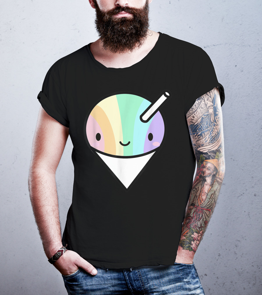 Kawaii Rainbow Shaved Ice Hawaiian Shave Ice Cute Smile Cone T-Shirt