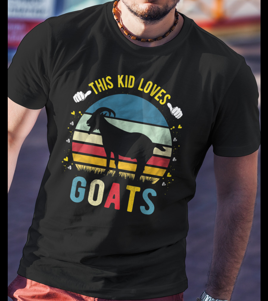 This Kid Loves Goats Boys And Girls Retro Goat T-Shirt