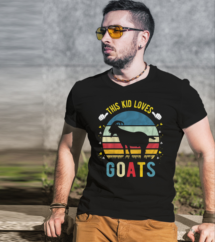 This Kid Loves Goats Boys And Girls Retro Goat T-Shirt