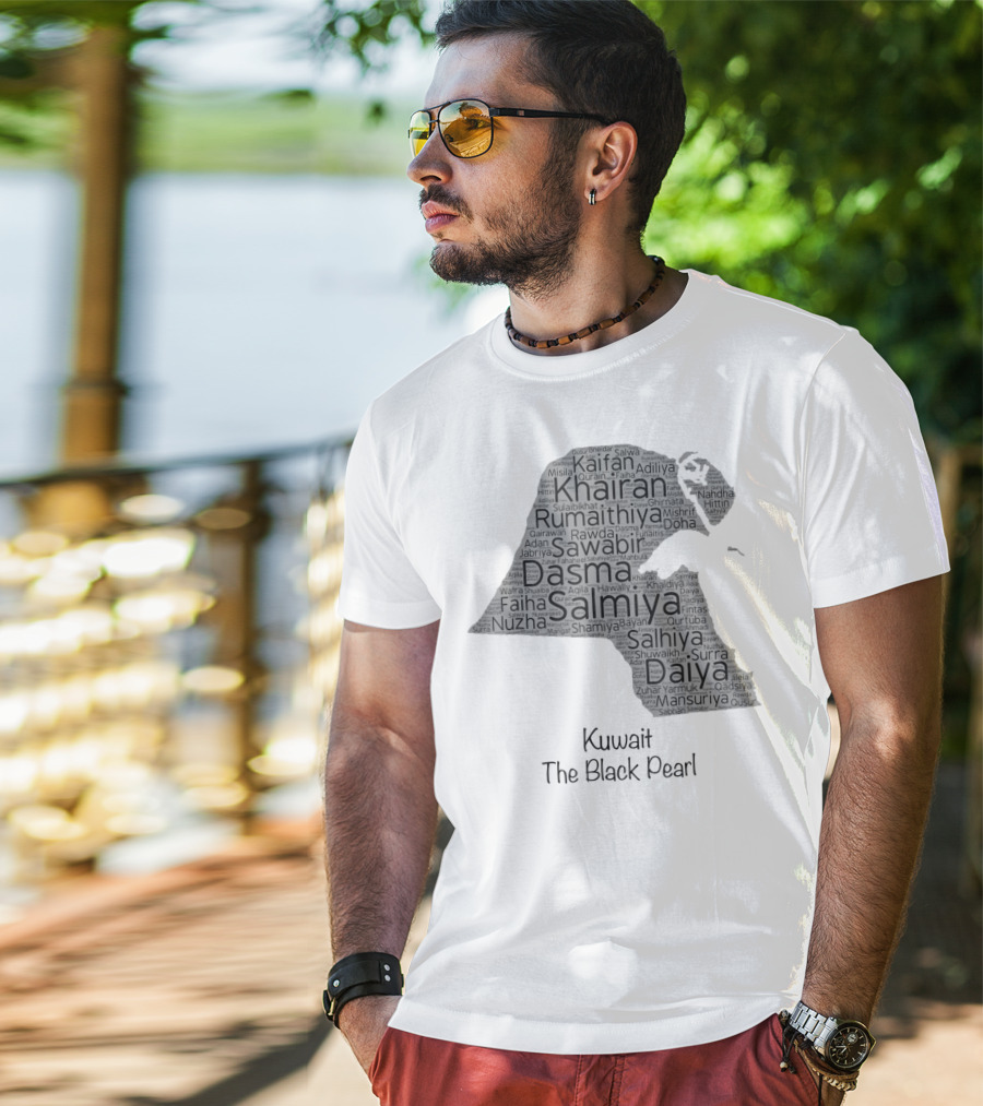 Kuwait's Outline Cities Including Salmiya Daiya The Black Pearl T-Shirt
