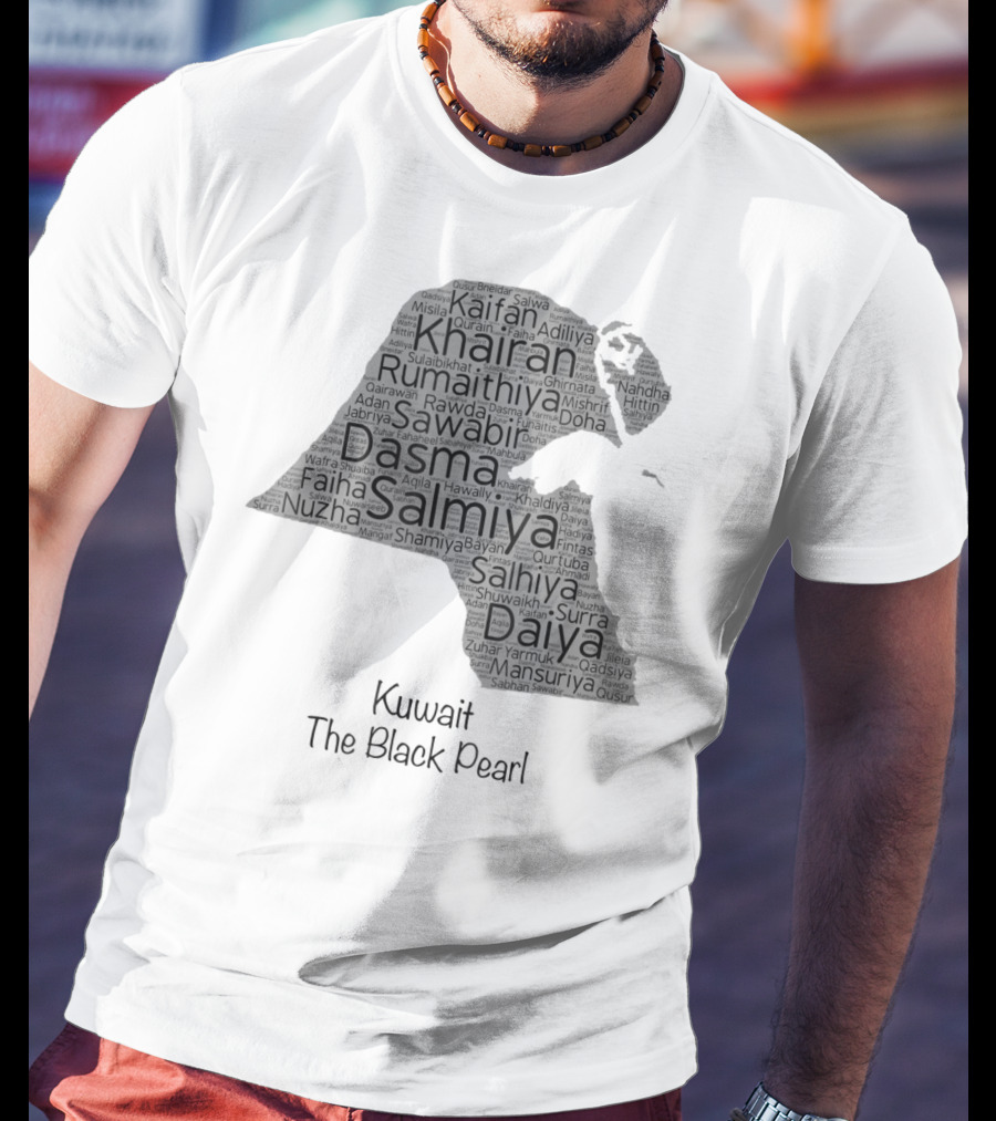 Kuwait's Outline Cities Including Salmiya Daiya The Black Pearl T-Shirt