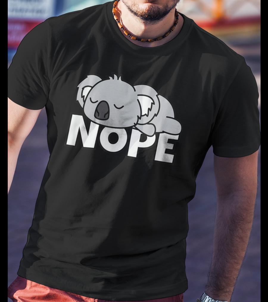 Lazy Koala Nope Cute Comic Baby Bear T-Shirt